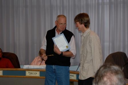 Drew Hauser receives the key to the city (Silverthorne, CO)